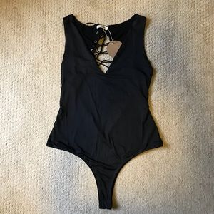 Black Plunging Bodysuit